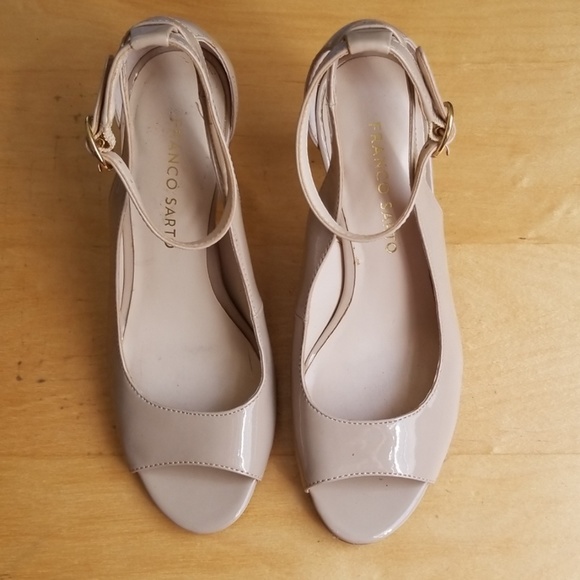 Franco Sarto Shoes - Franco Sarto Nude Peep Toe Slingback Heels Clasp